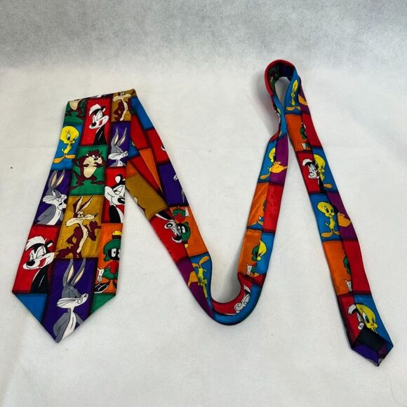 1994 Warner Bros. Looney Tunes Mania Character Tie Bright Colors - Picture 2 of 4